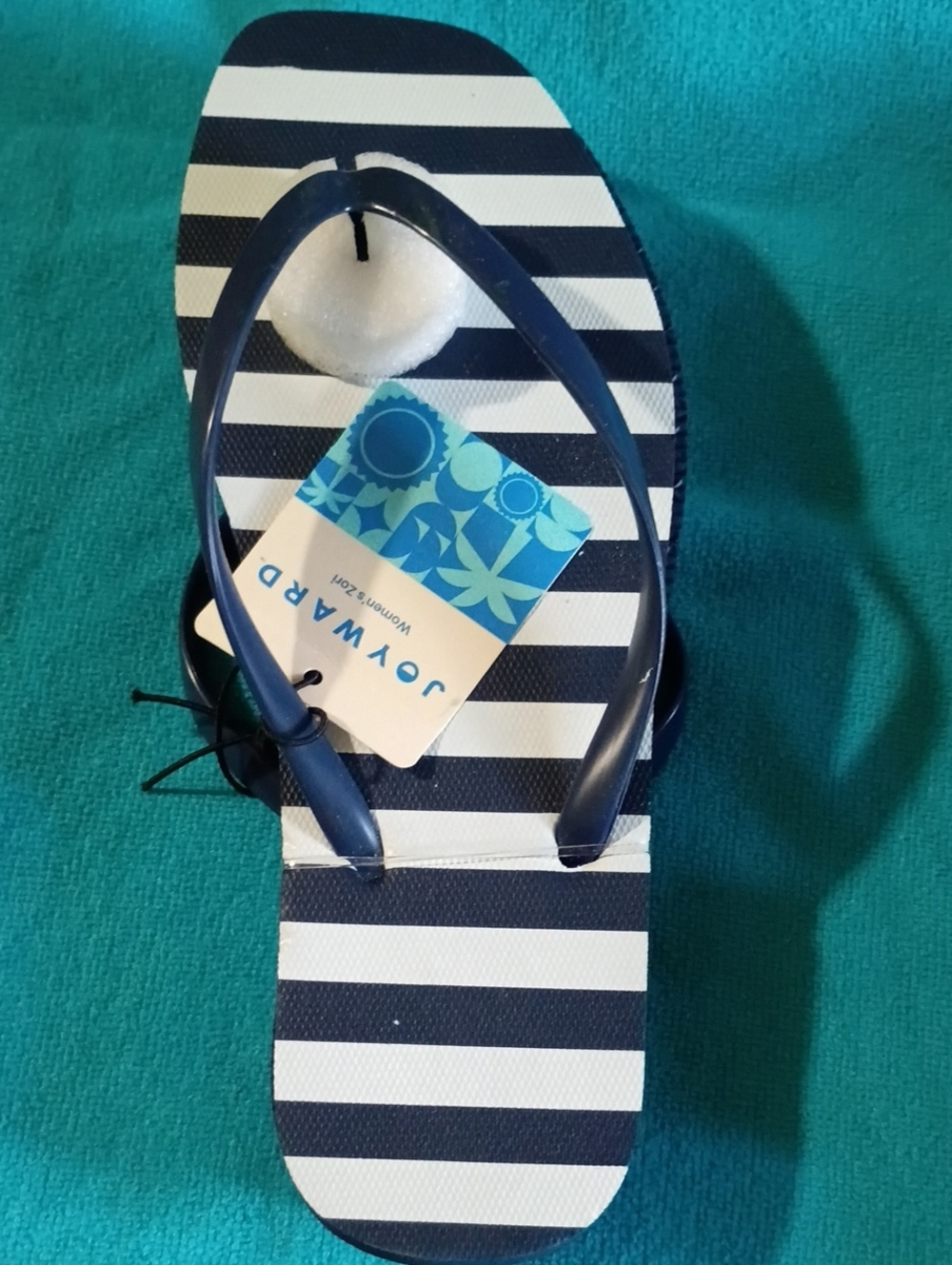 Women's Navy & White Striped Flip Flop Sandals